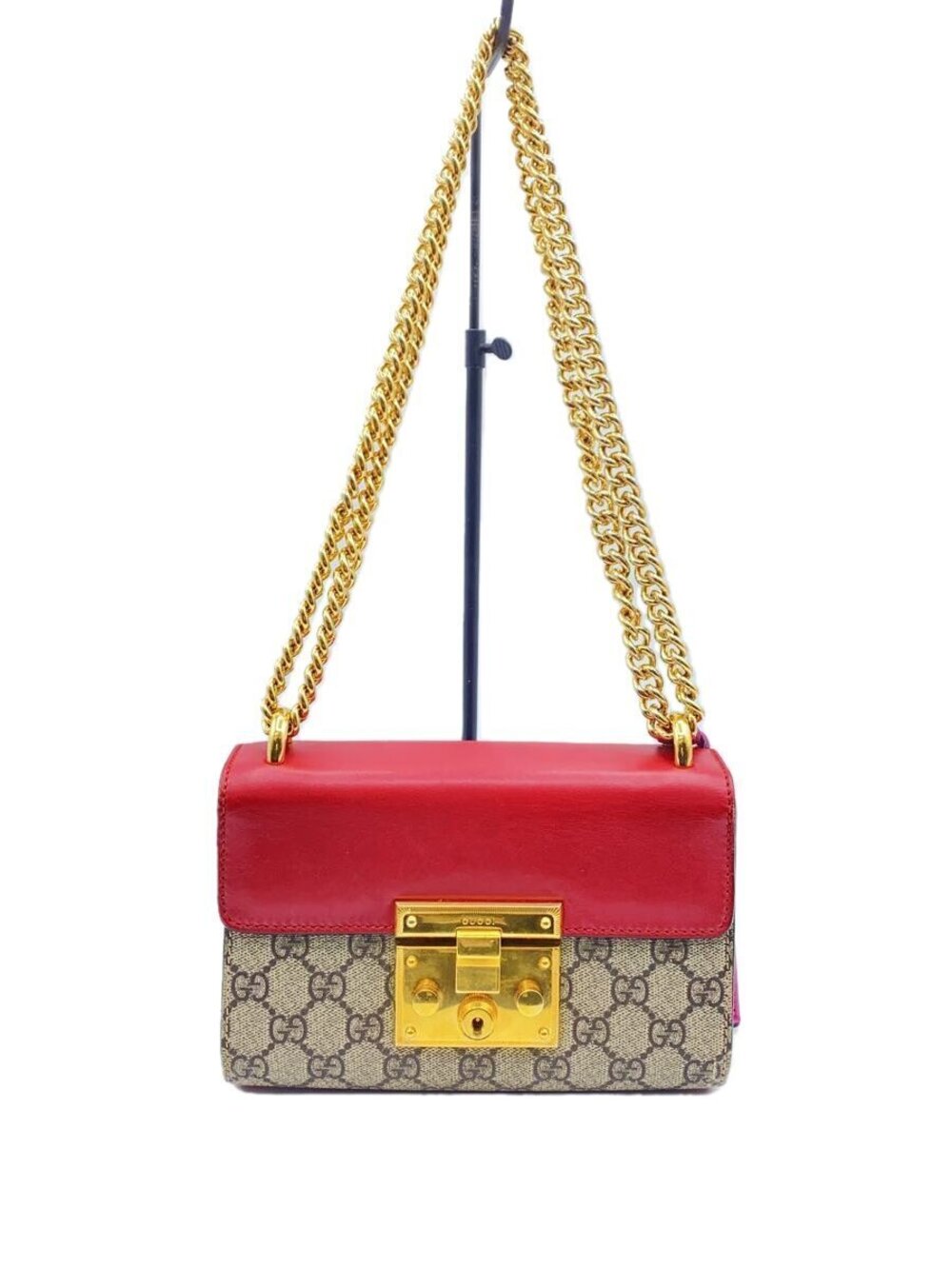 Gucci Chain Shoulder Bag Padlock GG Supreme Canvas